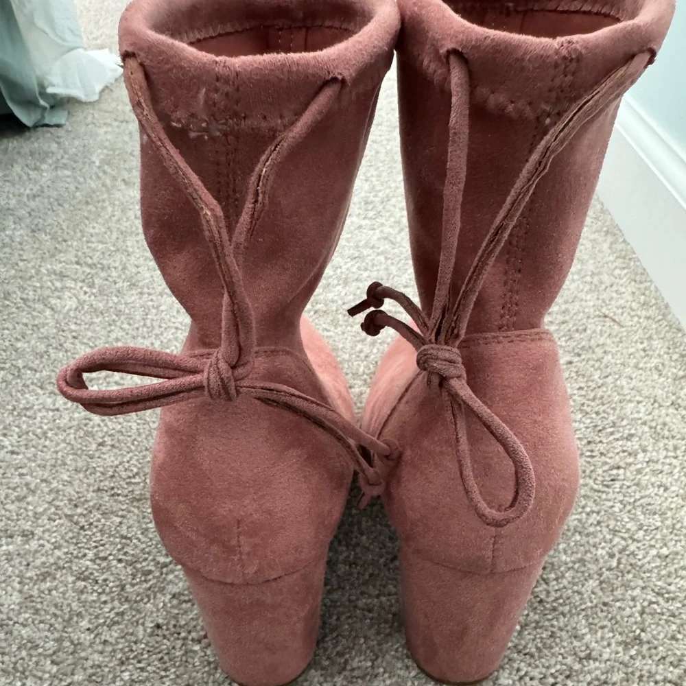 Lulus Suede Ankle Boots - Pink - Picture 3 of 5